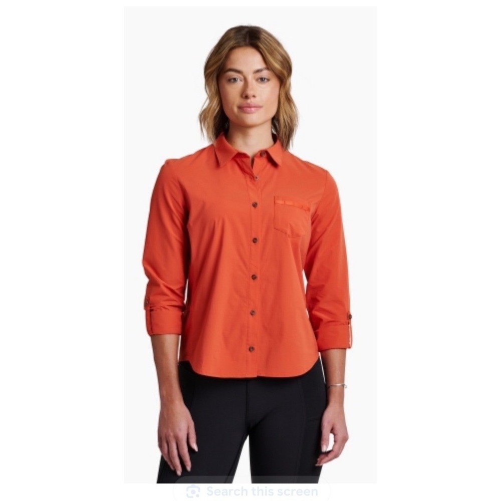 Kuhl Wander Long Sleeve Button Front Hiking Shirt Roll Tab Sleeve Sz S NWT $98